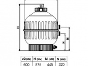 Фильтровальная емкость Cantabric D=600 мм (с боковым подключением без вентиля) №2